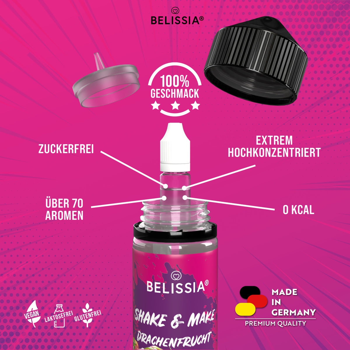 BELISSIA Shake & Make Aroma Drachenfrucht – 10 ml + Schüttelflasche