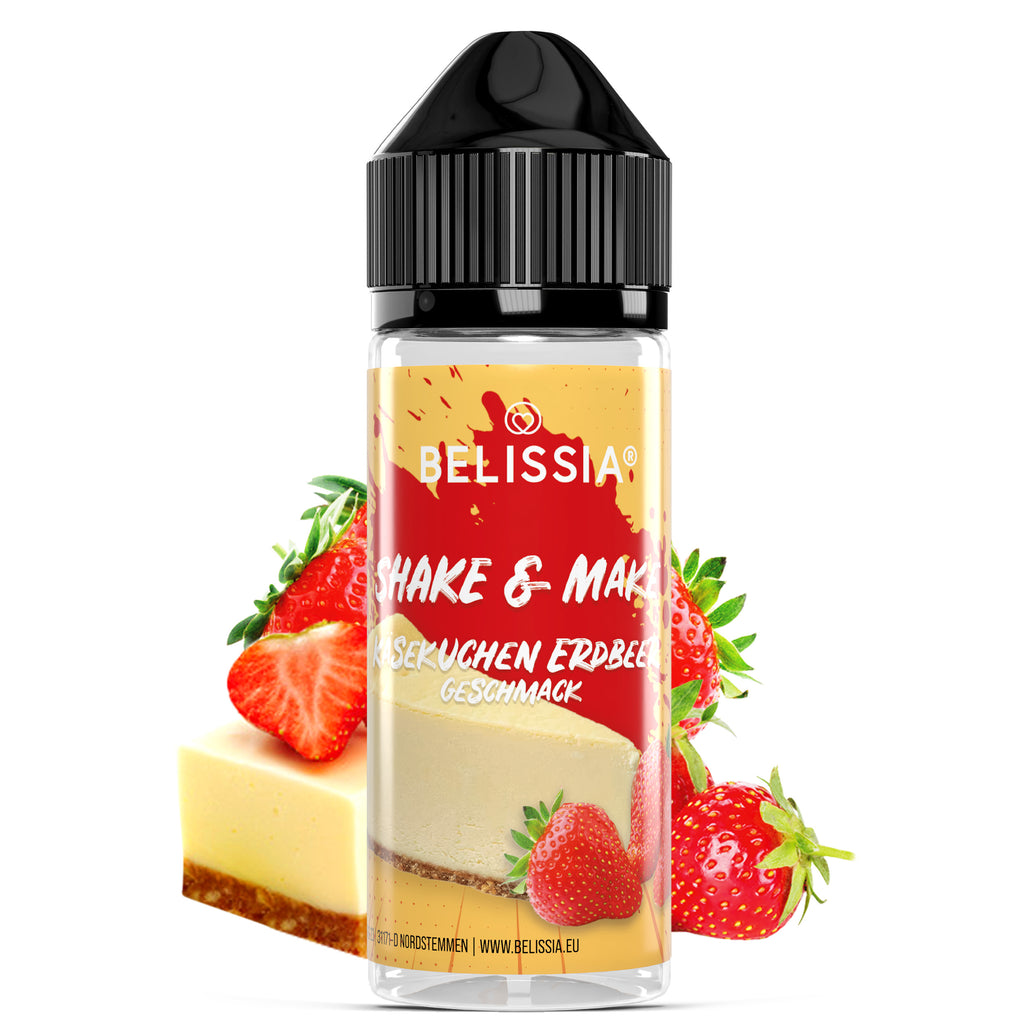 BELISSIA Shake & Make Aroma Käsekuchen-Erdbeer – 10 ml + Schüttelflasche