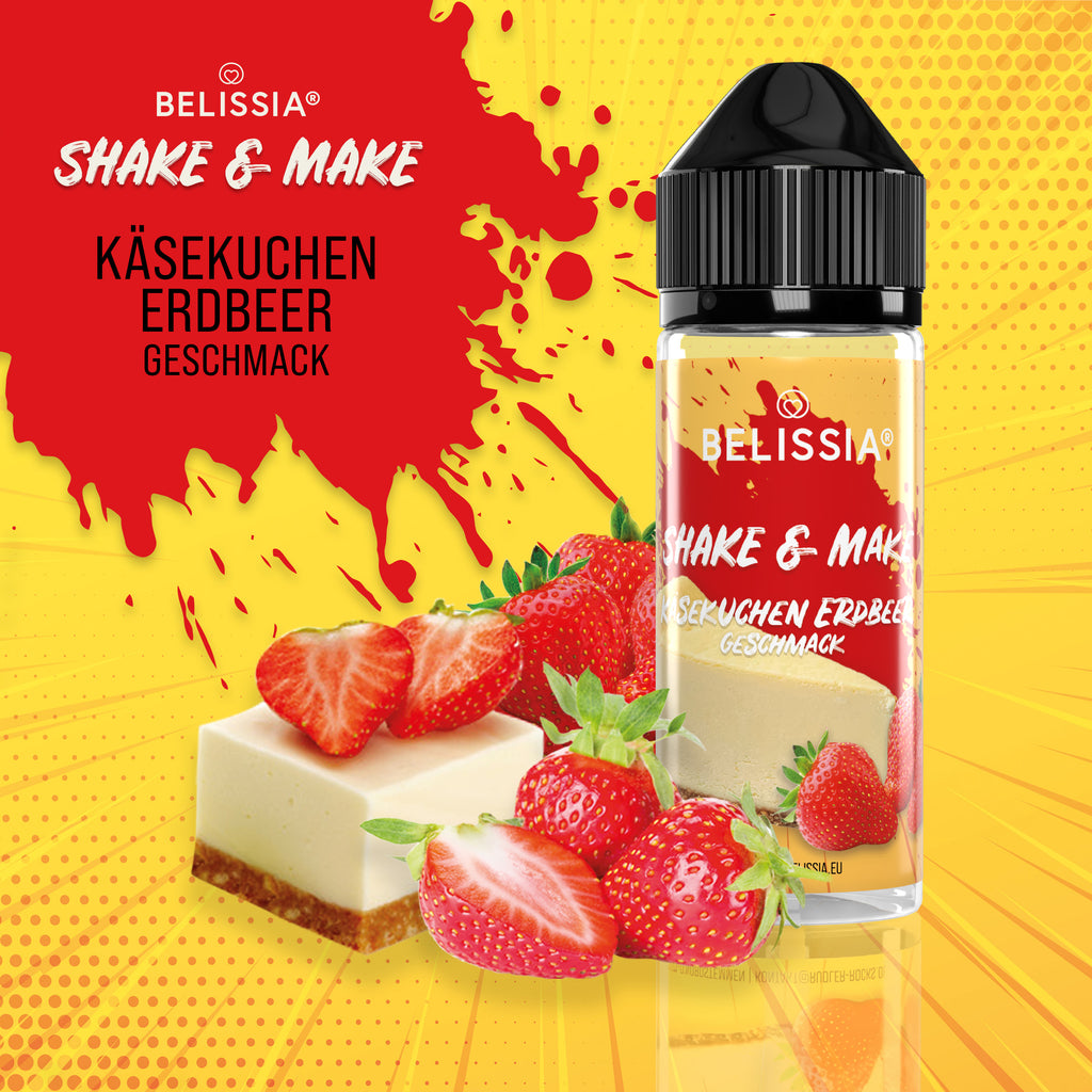 BELISSIA Shake & Make Aroma Käsekuchen-Erdbeer – 10 ml + Schüttelflasche