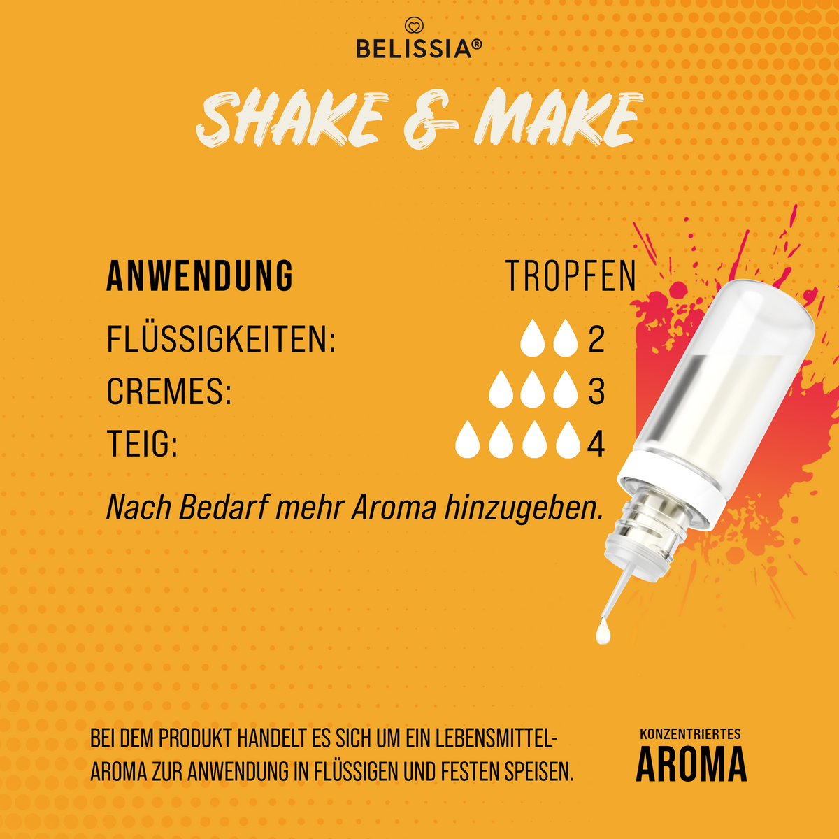 BELISSIA Shake & Make Aroma Käsekuchen-Erdbeer – 10 ml + Schüttelflasche
