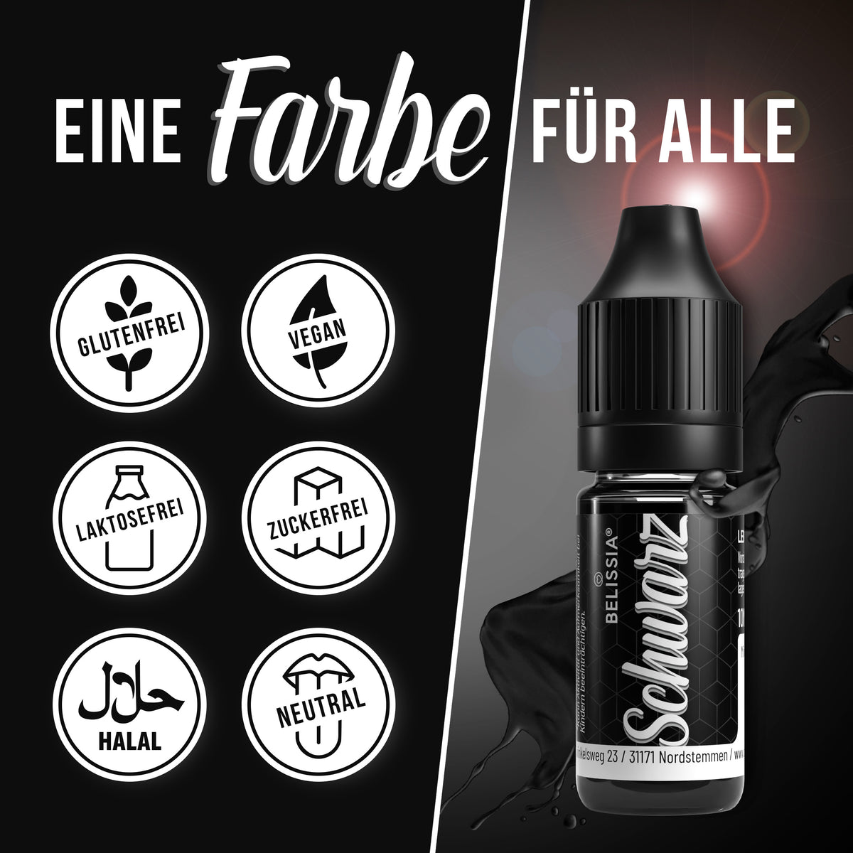 BELISSIA Lebensmittelfarbe Schwarz – 10 ml