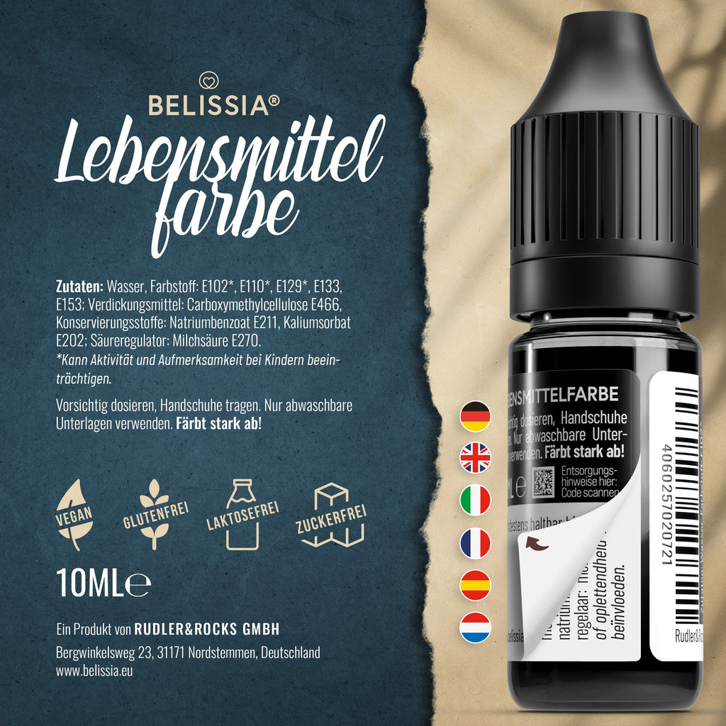 BELISSIA Lebensmittelfarbe Schwarz – 10 ml