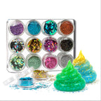 BELISSIA Kids Glitzerpalette – 12 Glitzersorten für Schleim & Make-up