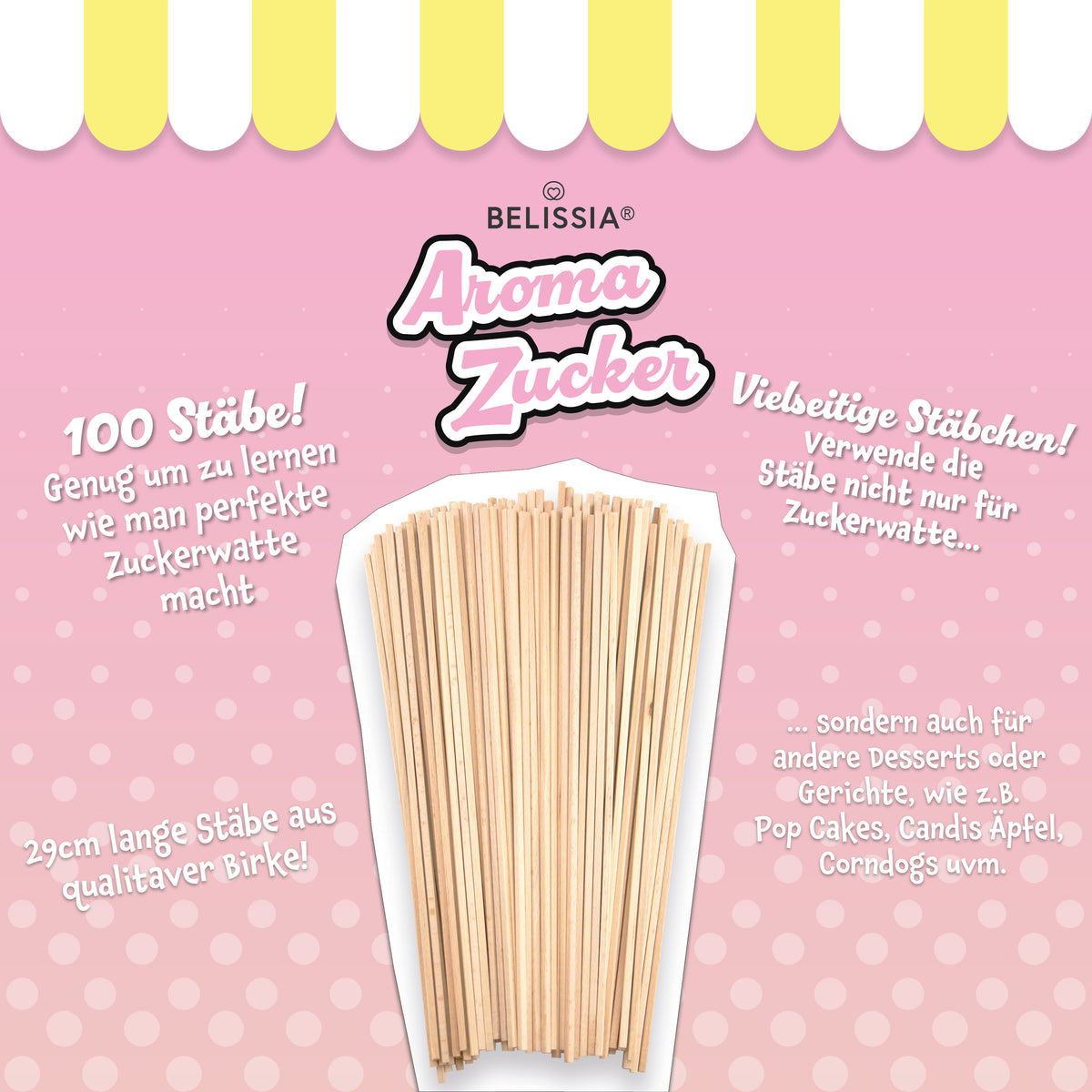 Belissia Aroma Zucker - Zuckerwattestäbe