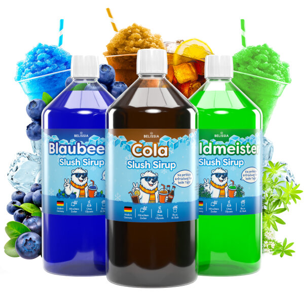 Slush Eis Sirup – 3 x 1000ml - Blaubeere, Cola, Waldmeister