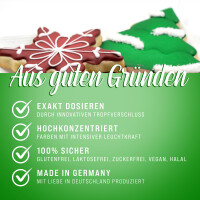 Belissia Lebensmittelfarbe Grün 10ml extrem hoch konzentriert. flüssig zum Färben von Getränken. Teig. Toppings und allen anderen Lebensmitteln