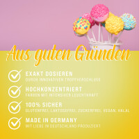 Belissia Lebensmittelfarbe Gelb 10ml extrem hoch konzentriert. flüssig zum Färben von Getränken. Teig. Toppings und allen anderen Lebensmitteln