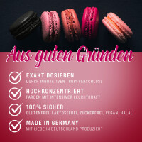 Belissia Lebensmittelfarbe Azorubin 10ml extrem hoch konzentriert. flüssig zum Färben von Getränken. Teig. Toppings und allen anderen Lebensmitteln