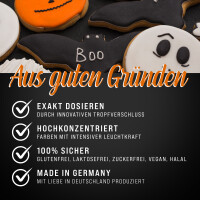 Belissia Lebensmittelfarbe Set Halloween 5x10ml extrem hoch konzentriert. flüssig zum Färben von Getränken. Teig. Toppings uvm