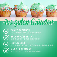 Belissia Lebensmittelfarbe Smaragdgrün 10ml extrem hoch konzentriert. flüssig zum Färben von Getränken. Teig. Toppings uvm.