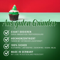 Belissia Lebensmittelfarbe Set Weihnachten 5x10ml extrem hoch konzentriert. flüssig zum Färben von Getränken. Teig. Toppings uvm.