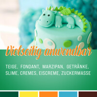 Belissia Lebensmittelfarbe Set Dino 5x10ml extrem hoch konzentriert. flüssig zum Färben von Getränken. Teig. Toppings und allen anderen Lebensmitteln