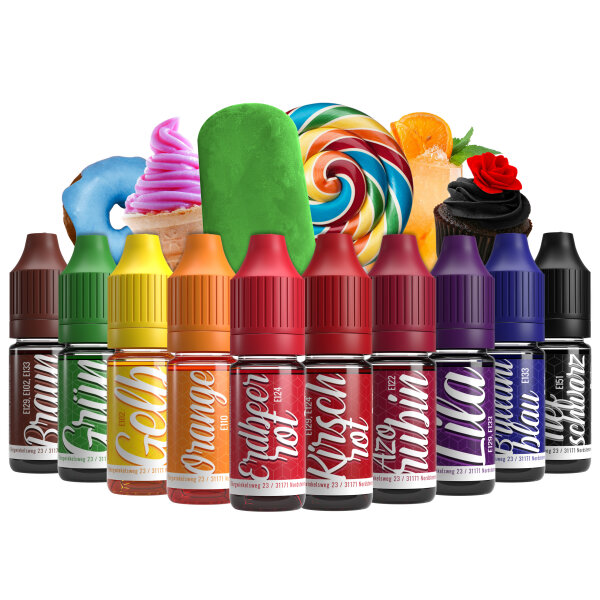 Belissia Lebensmittelfarbe Set 10 Farben 10ml extrem hoch konzentriert. flüssig zum Färben von Getränken. Teig. Toppings uvm.