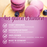 Belissia Lebensmittelfarbe Beere 10ml extrem hoch konzentriert. flüssig zum Färben von Getränken. Teig. Toppings und allen anderen Lebensmitteln